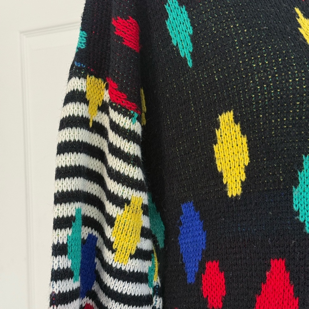 Black Multicolor Patterned Sweater - image 8